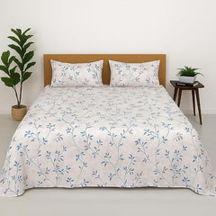 Printed Bedsheet For Single Bed With 2 Pillow Covers - Size 68 X 90 Inch, White | Microfiber For Summer Soft Touch & Skin Friendly