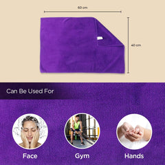 Kuber Industries Face Towel 300 Gsm | Antibacterial Microfiber Hand Towel (Purple) - 2 Pcs