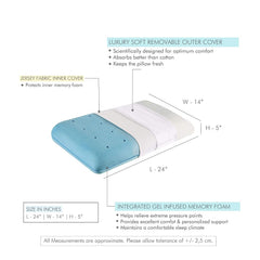Memory Foam Pillow, Cool Gel Pillow For Neck, Shoulder Pain, Sky-Blue - King Size - 4 Inch | Cervical Pillow For Sleeping-Orthopedic Pillow For Back, Side & Stomach Sleepers - Set Of 2