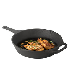 Super Smooth Black Cast Iron Fry Pan Or Skillet With Long Handle - Medium 25.4cm, 10 Inch, 1.9 Liters, 2.8 Kg | Induction Friendly, Nonstick Pre-Seasoned, 100% Pure & Toxin Free, No Chemical Coating