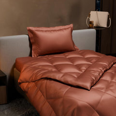 Single Bedsheet + Comforter With 1 Pillow Covers - 60 X 90 Inches, Brown | Ideal For Gift Special Occasions | Perfect Romantic Bedsheet For Couples