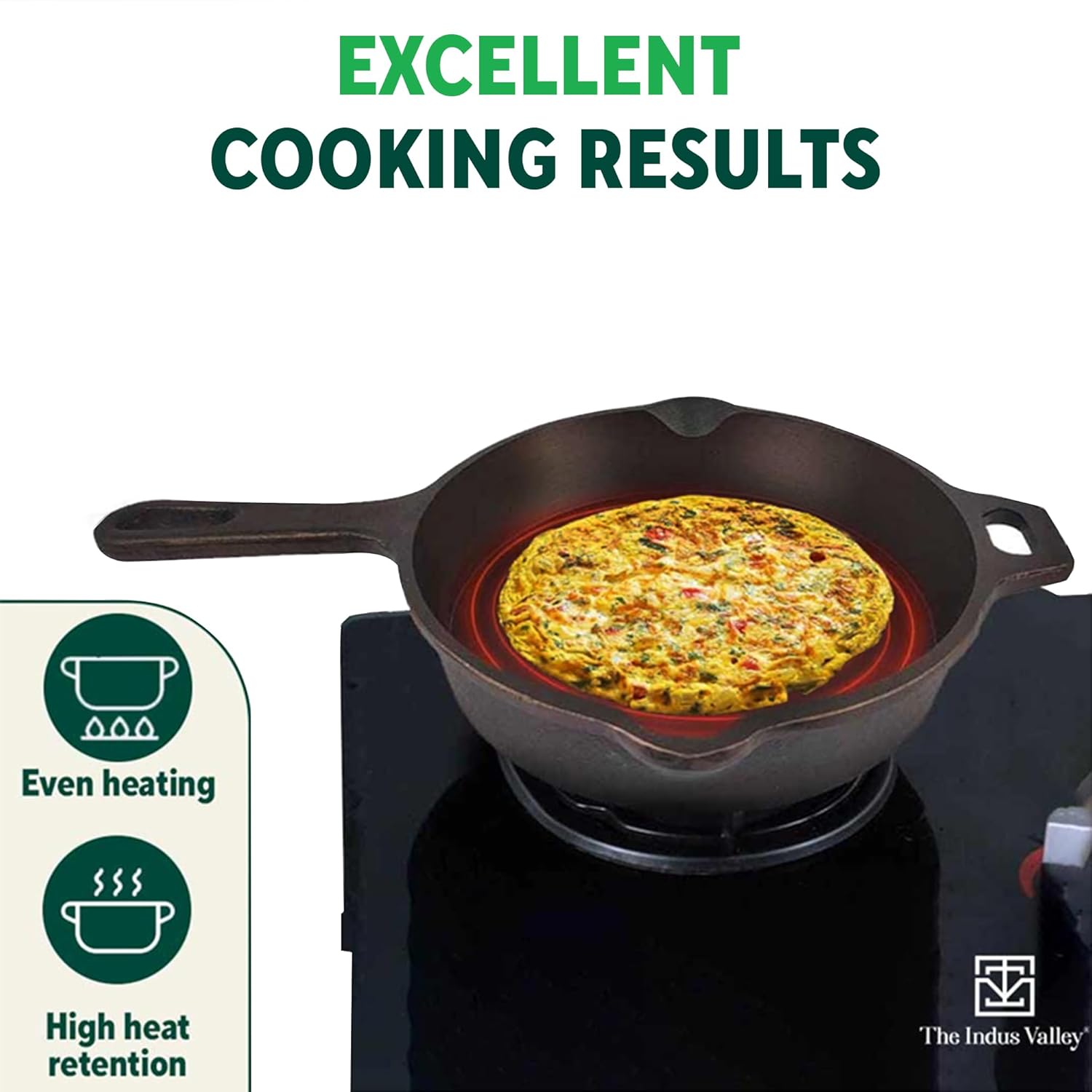 Super Smooth Black Cast Iron Fry Pan Or Skillet With Free Iron Tadka Pan - Medium 25.4cm, 10 Inch, 1.7 Liters, 2.4 Kg | Induction Friendly, Nonstick, Pre-Seasoned Fry Pan,100% Pure & Toxin Free