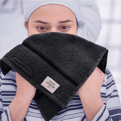 Spread Spain 100% Bamboo Face Towel 400 Gsm | Ultra Soft, Absorbent, Quick Dry Towels (Pack Of 2 - Black)