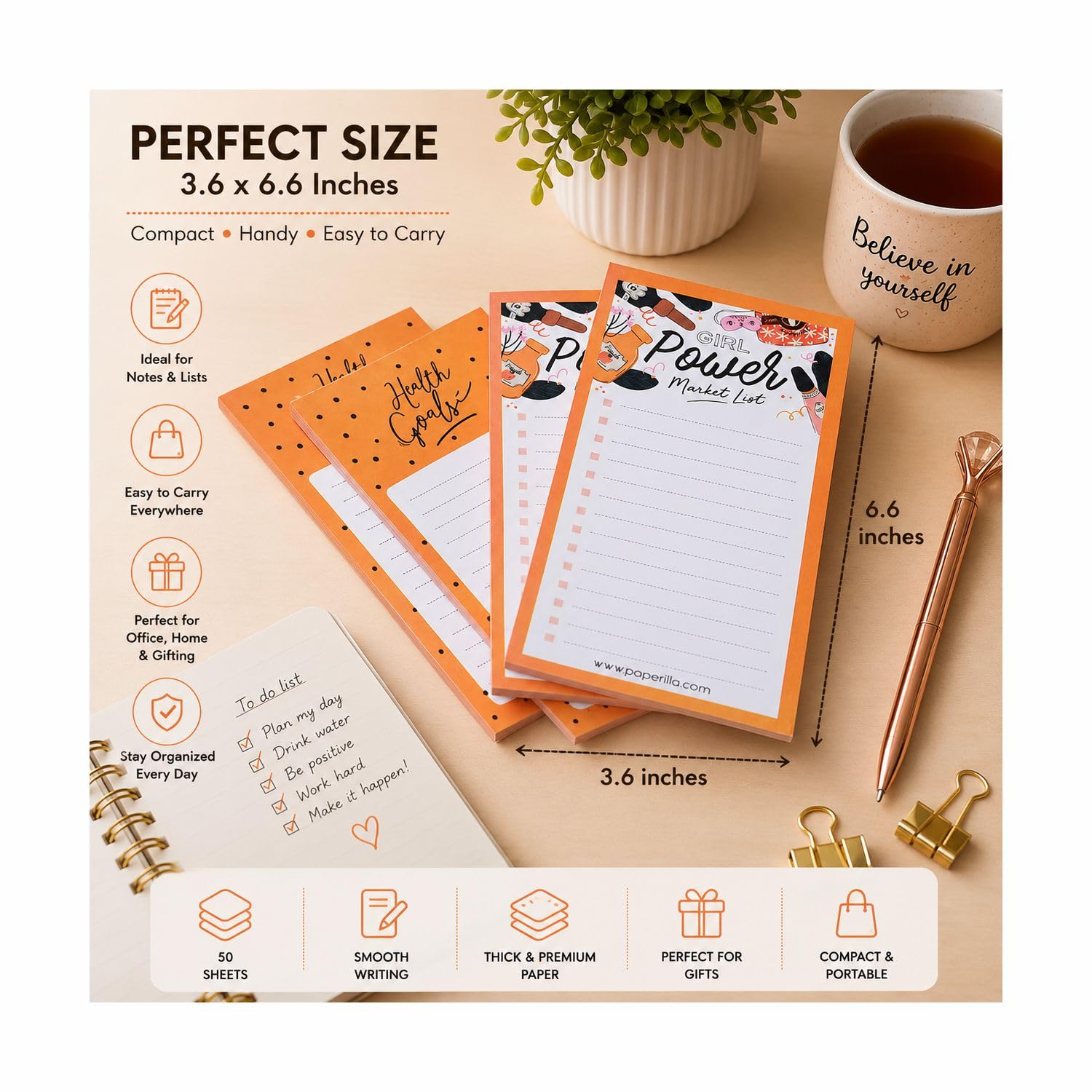 To Do List Daily Planner Writing Note Pad Ruled 50 Easy Tear Off Sheets | Set Of 4
