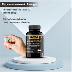 Gdm Grapeseed & Vitamin C Tablets, Improve Blood Circulation, Lower Cholesterol Level, Rich In Bioflavonoids | 90 Tablets 100gm 0.2lbs