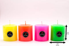 PILLAR CANDLES FLUORESCENT COLOURS CNDLES | BEST FOR DECORATION SET OF 4