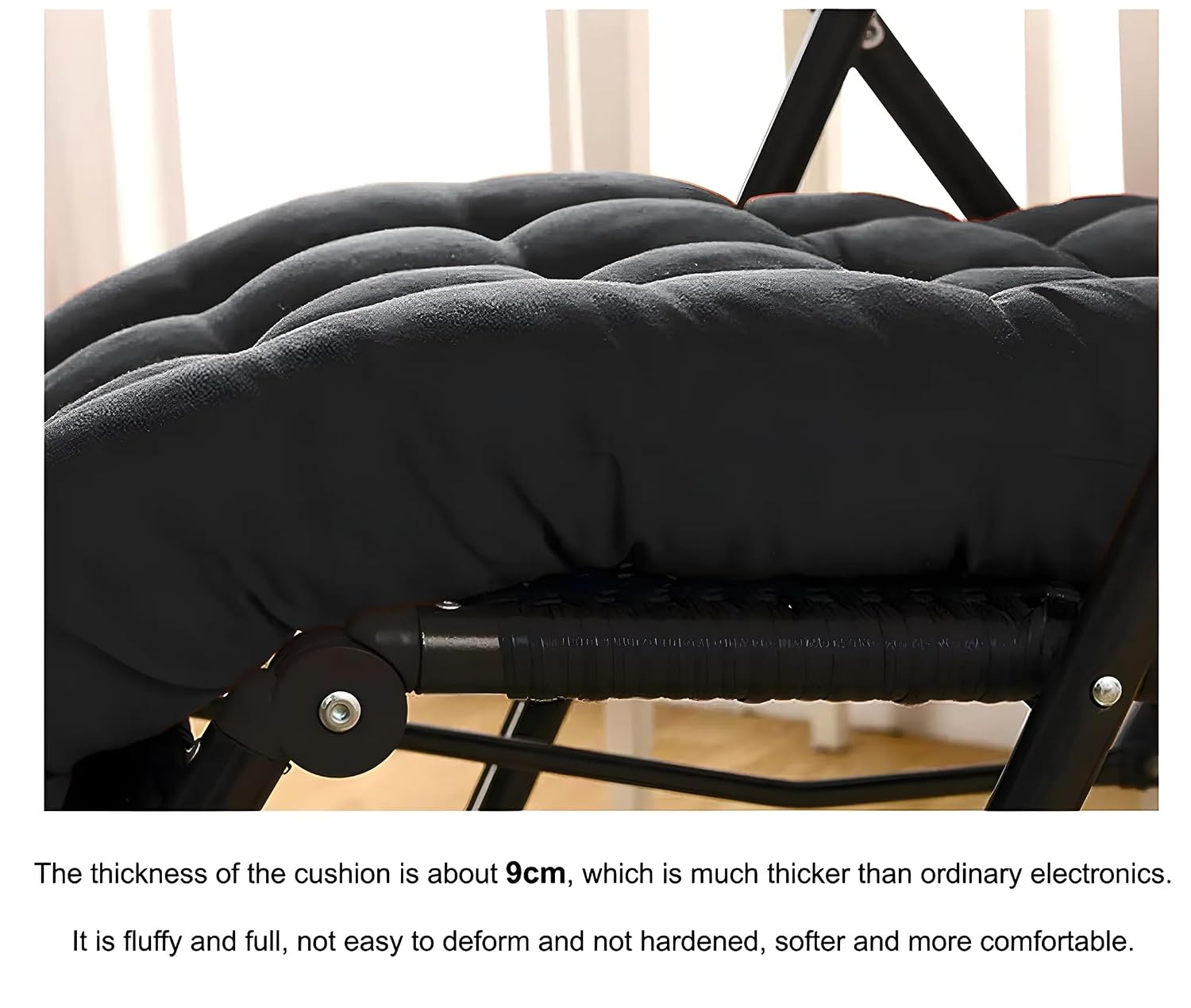 Microfiber Soft Home Cotton Cushion Long Chair Pad, Black, Standard Size - 114 X 40 X 9 Cm | Cushion For Indoor, Outdoor & Home Office, Garden Décor | Furniture Cushion - Pack Of 1