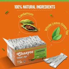Chaayos Instant Premix Cardamom Chai - 36 Sachets, 288gm, 10.1 Ounce | Aids Digestion, Boosts Metabolism - Instant Assam Elaichi Chai | Low Sugar, Low Caffeine, Hassle Free