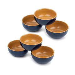 Ceramic Veg Bowls Set Of 6 For Dinner - 180ml Each, Midnight Blue | Katori Set With Glossy Finish - Stoneware Ceramic Bowls Set Of 6 | Dessert Bowl Set