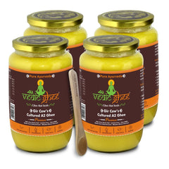 Premium A2 Gir Cow Cultured Desi Ghee From Kesariya Farm By Vedic Ghee | Bilona Two Way Churned Natural & Healthy Ghee Good For Dishes | (4 Liters) | 135.2 Ounce (1L* Pack Of 4) | Jar Pack