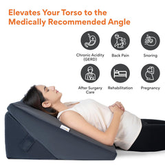 Wedge Pillow For Back Support, Velvet Dark Grey, Xl Size - 24 X 24 X 12 Inch | Adjustable Memory Foam Bed Wedge Pillow For Sleeping | Acid Reflux, Snoring, Pregnancy, Breathable