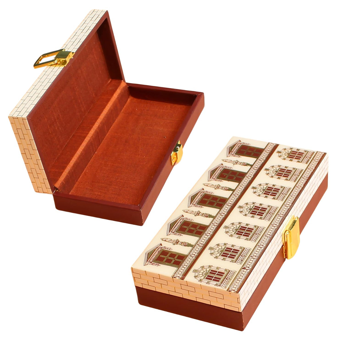 Roman Wooden Printed Cash Box Versatile For Shagun, Gifting, Gaddi, & Jewellery, Perfect For Shagun Envelopes, Wedding Gifts, Colour - Wine, Special Feature - Portable