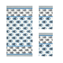 Mafatlal Madhuban Premium Waffle Cotton 1 Bath & 2 Hand Towel 700 Gsm | Hand Printed Lightweight, Quick Dry Towel (Marina) - 3 Pcs