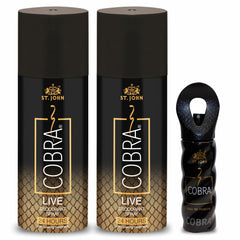 St. John Cobra Live Deodorant Body Spray 300ml 10.1 Fl.oz. & Cobra Eau De Perfume 15ml 0.5 Fl.oz. Pack Of 3 For Unisex