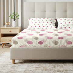 Bedsheet For Double Bed, Queen Size Bedsheet With 2 Pillow Covers | 88 X 100 Inches, White & Pink - Luxurious 100% Cotton Fabric | Soft & Comfortable For All Season