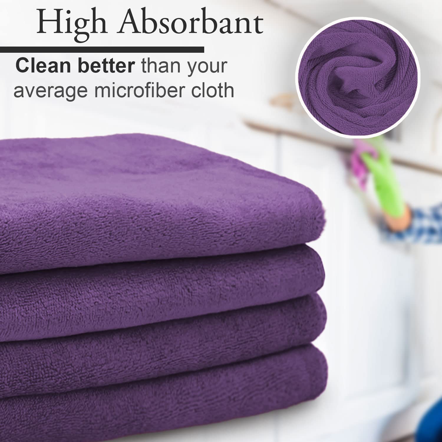 Showstopper Super Soft Microfiber Hand Towels 800 Gsm | Ultra Absorbent, Lint-Free, Scratch-Free, Quick-Dry, Gym & Workout Towels - Set Of 4 (Purple)