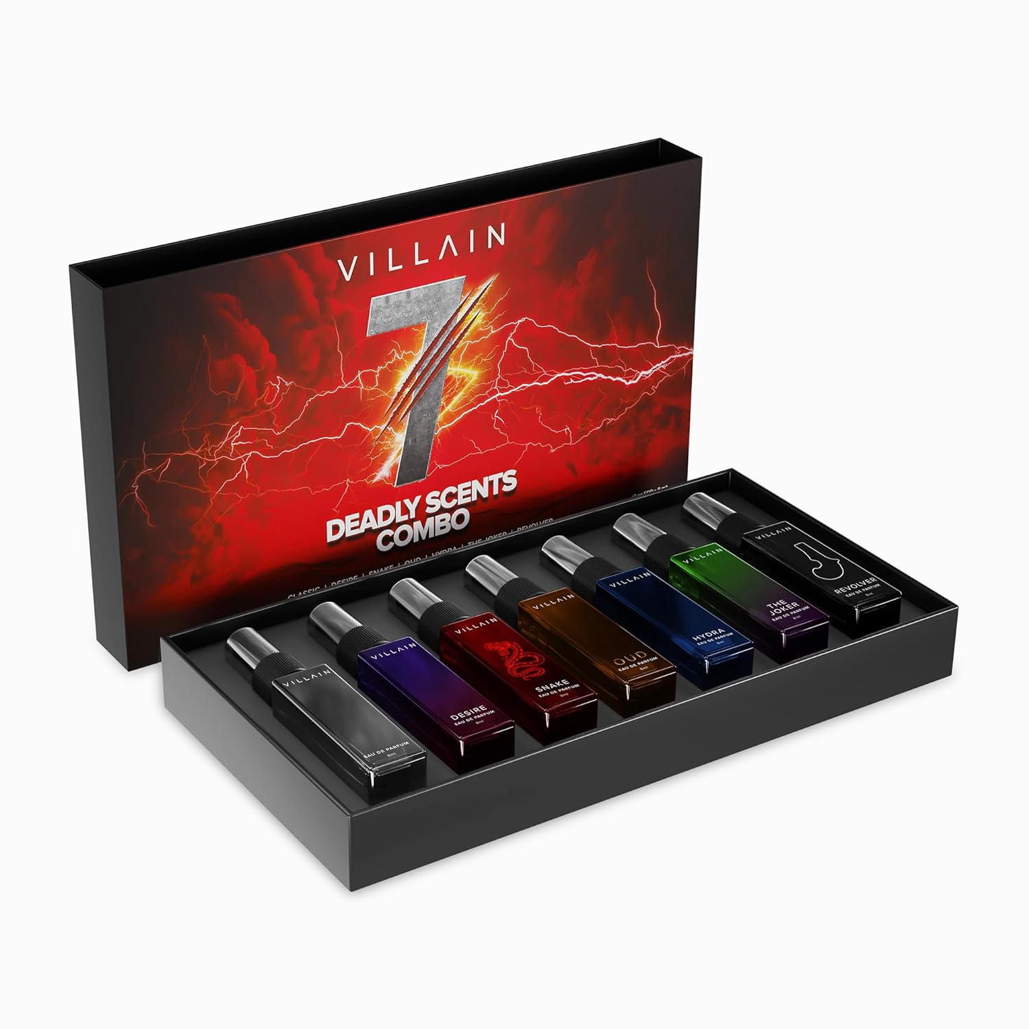 Villain 7 Deadly Scents Combo Trial Pack Of 7 X 0.27 Fl.oz. | Pocket Perfume For Men | Eau De Parfums