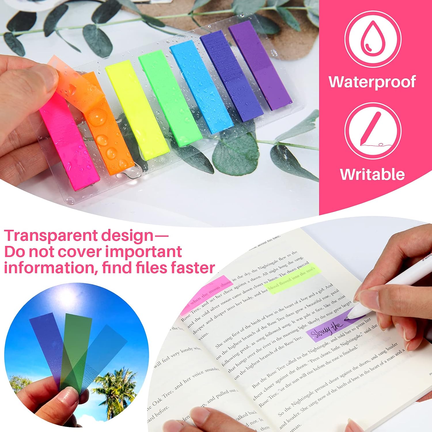 Adhesive Strips, Markers, Text Strips, Small Flags, Sticky Notes, Writeable Labels - 980 Pcs