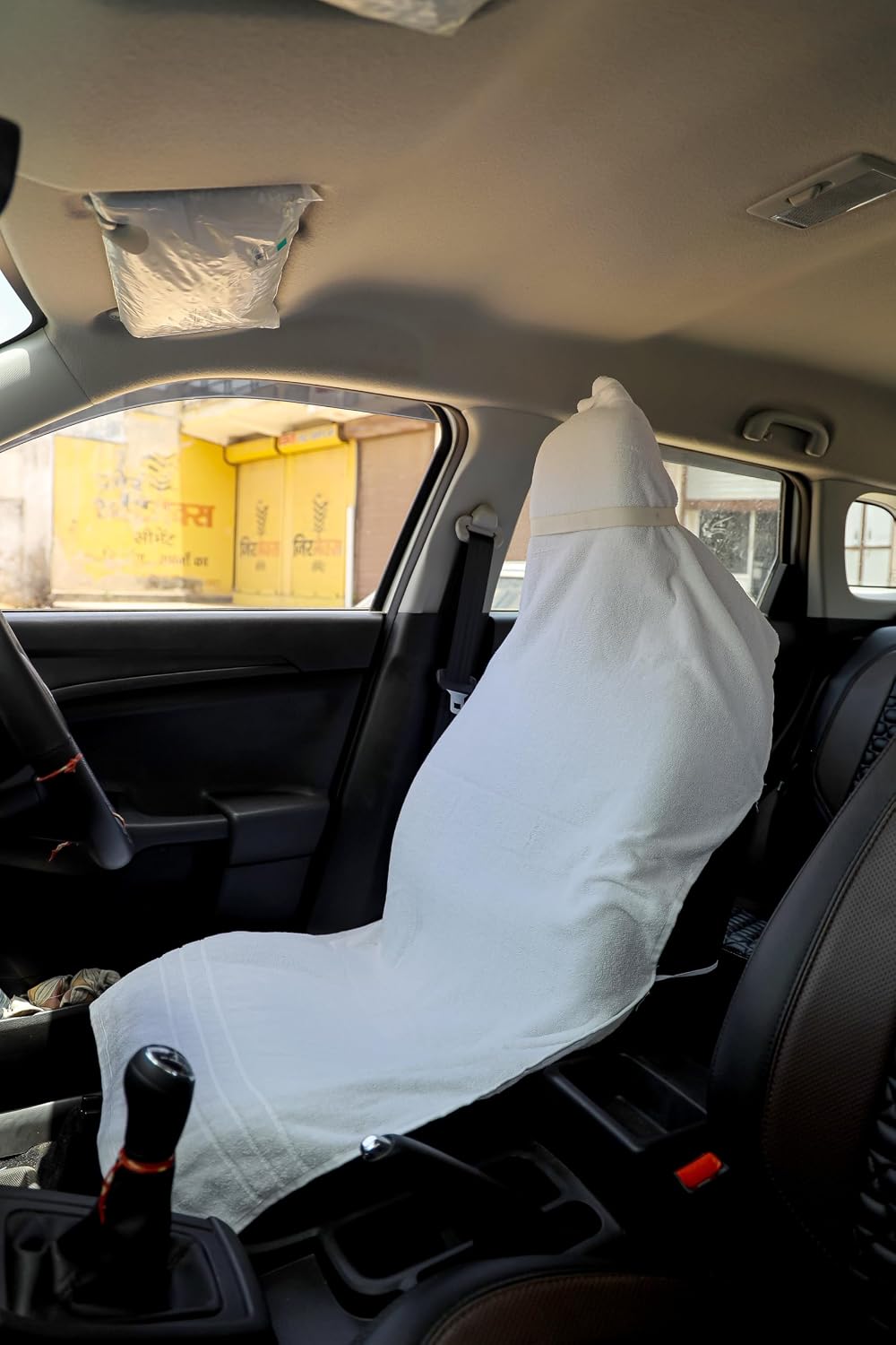Roman Home Solid Large Luxury All Car Seats & All Office Chair Towel With Tie Knot & Elistick 450 Gsm - (White)