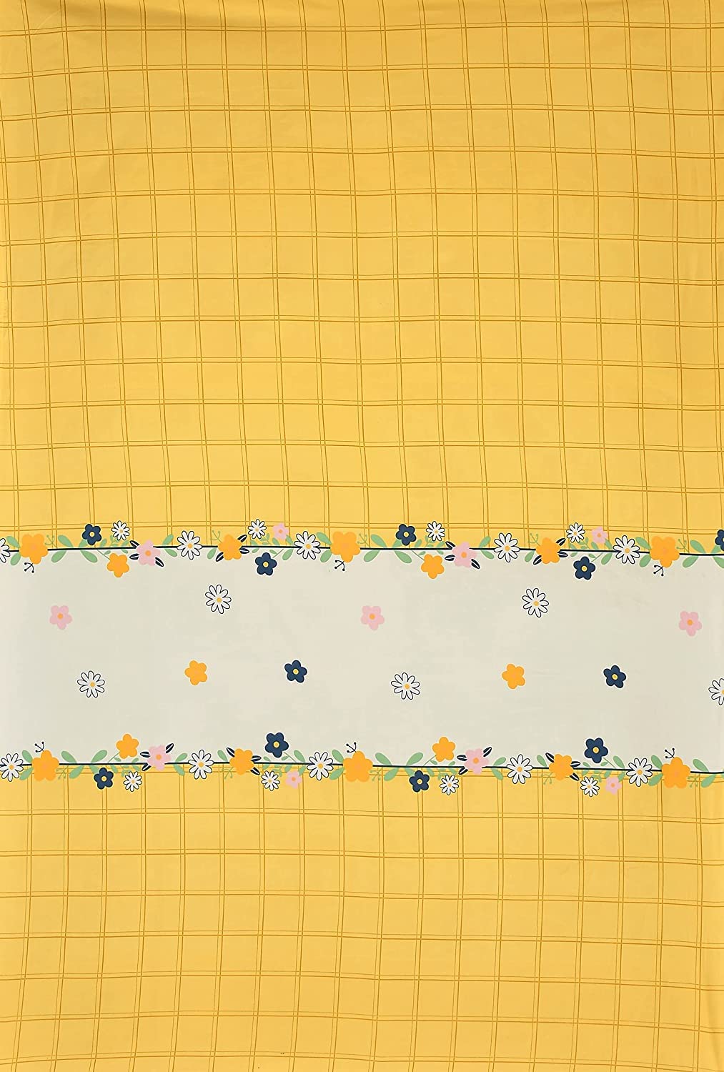 Printed Single Size Bedsheet With 1 Pillow Cover (36 X 78 Inches, Cream & Yellow) | All Around Elastic Fitted Bedsheet | Soft Touch, Wrinkle Resistant, Skin Friendly