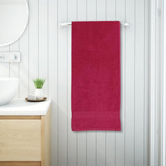 Spaces 100% Cotton Large 450 Gsm Dobby Solid Bath Towel (Pink)