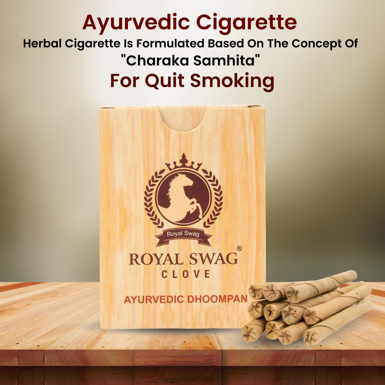 Royal Swag Ayurvedic Herbal Bidi For Smoking 100% Tobacco-Free, Nicotine-Free Pack Of 400 Sticks Herbal Smokes Made With Aurvedic Herbs | Made With 100% Natural Ingrediens Like Clove And Tulsi Smoking Cessation