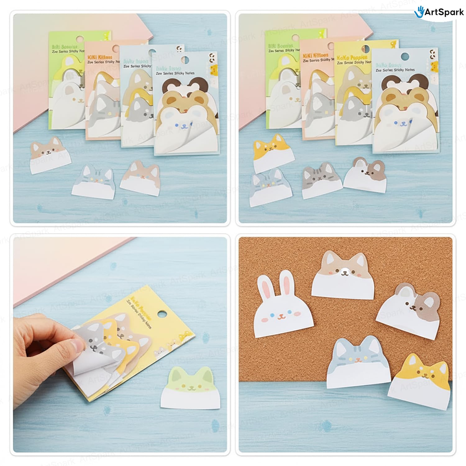 Zoo Animal Sticky Notes – 4 Pack (180 Sheets) | Self-Adhesive Sticky Notes For Study, School