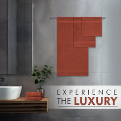 Ambra Linens Highly Absorbent Towel 500 Gsm | 100% Cotton, Soft And Plush, All Seasons Use, Large, Everyday Use, Durable (1hand, 1face, 2bath Towels Set) | Dark Rust