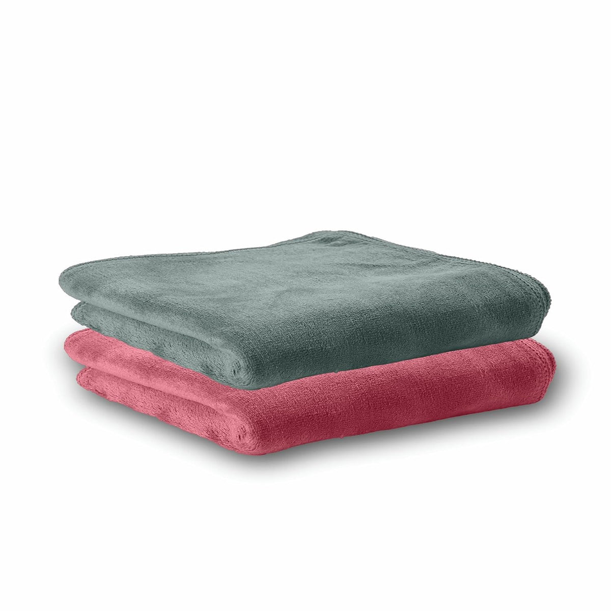 Housse Microfiber Hand Towel 400 Gsm | Premium Quality Towels Ultra Absorbent & Anti-Bacterial For Gym (Dusty Olive & Dusky Orchid) - Pack Of 2