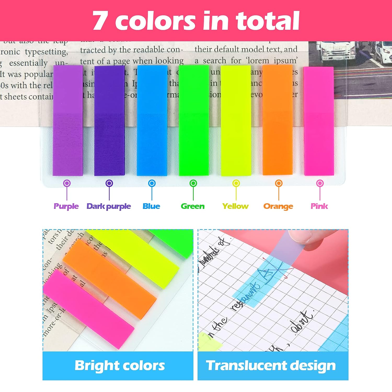 Sticky Notes, 1120 Pcs Index Tabs, Page Markers, Mini File Tabs, Book Markers - 7 Colors