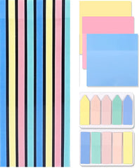 Pastel Color Highlighting Strips, Transparent Self Stick Notes & Arrow Flags - 2 Sets