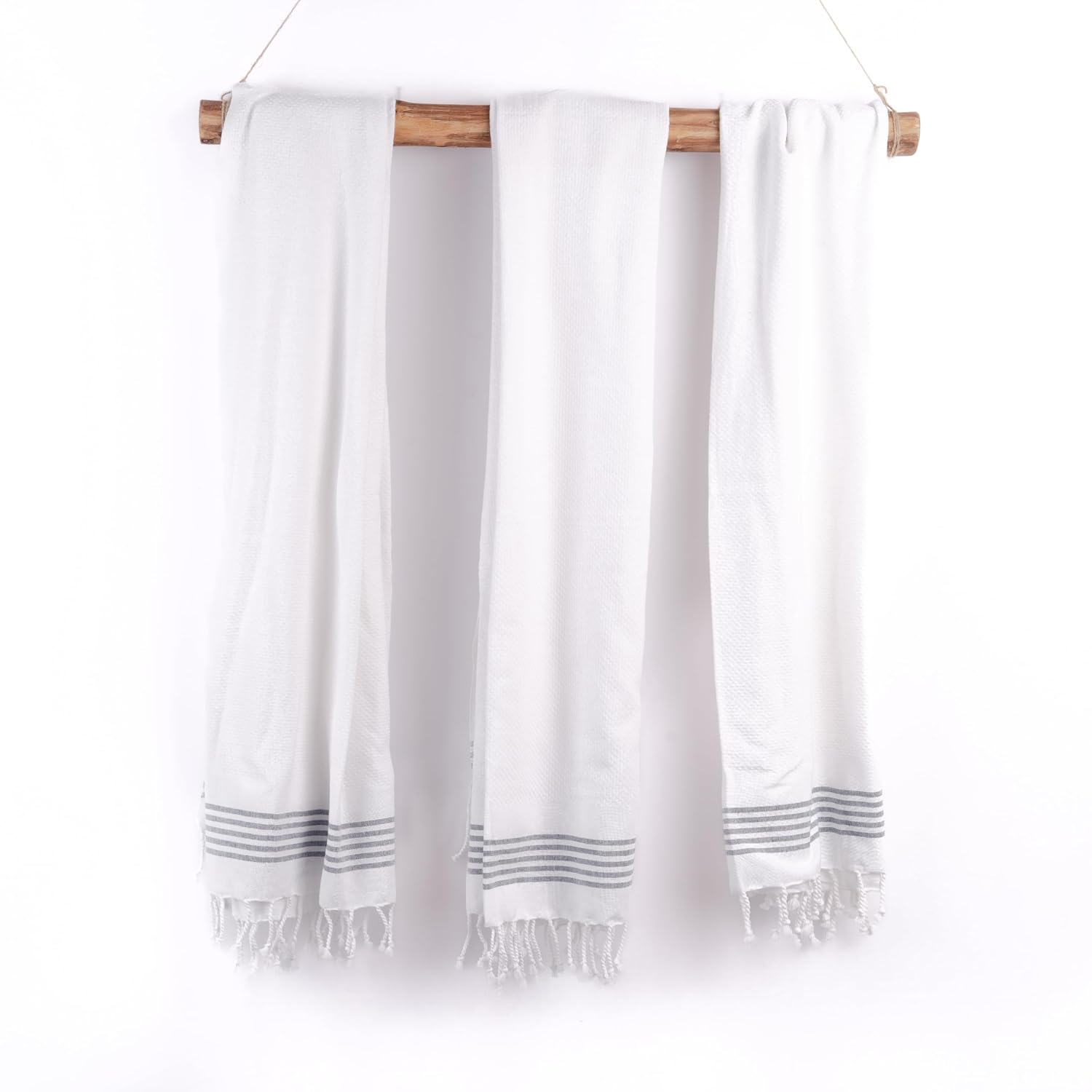 Haber Premium Light Weight 100% Cotton Bath Towel 750 Gsm | Unique Micro Waffle Texture For Active Feel, Quick Absorption & Faster Drying Towel (Pearl)- Pack Of 3