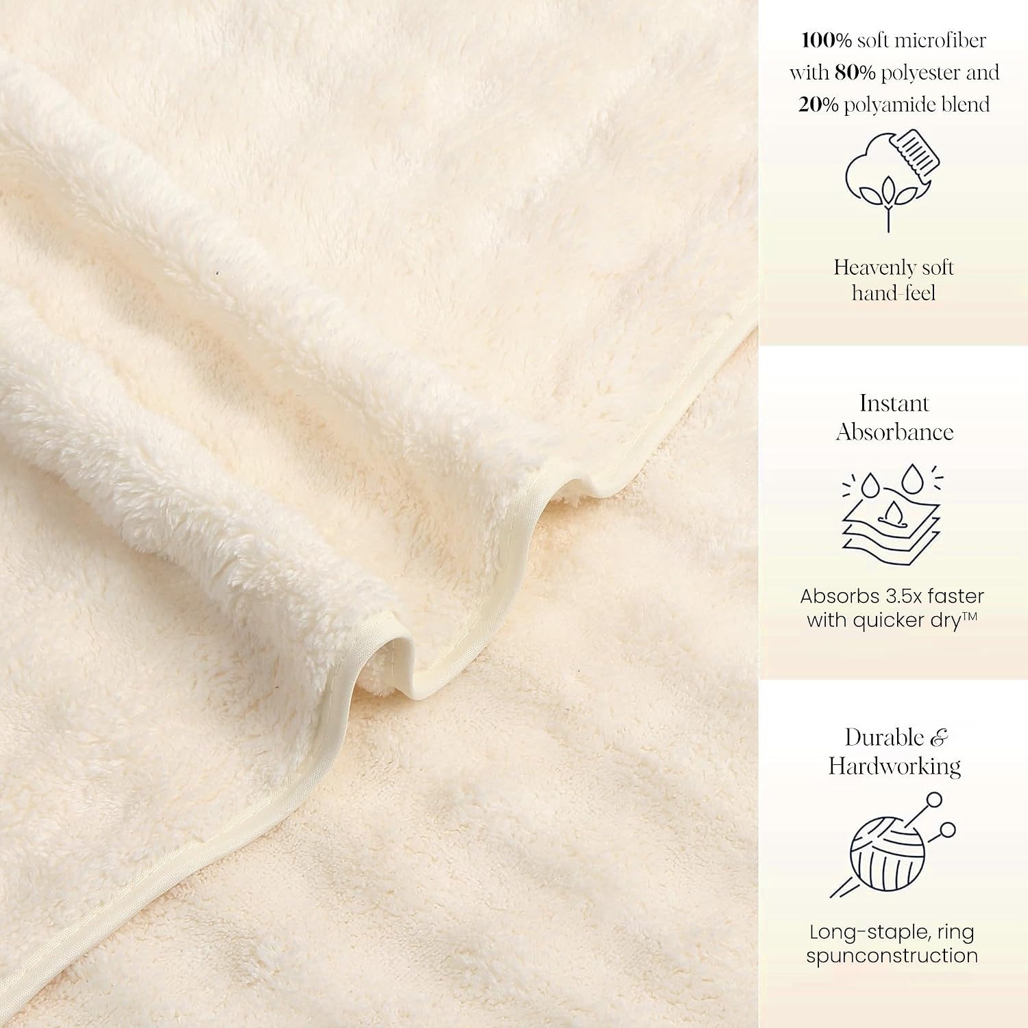 Enrich Homes Microfiber Bath Towels 450 Gsm | Large Size Super Soft Towel For Women & Men (White)- 1 Pcs
