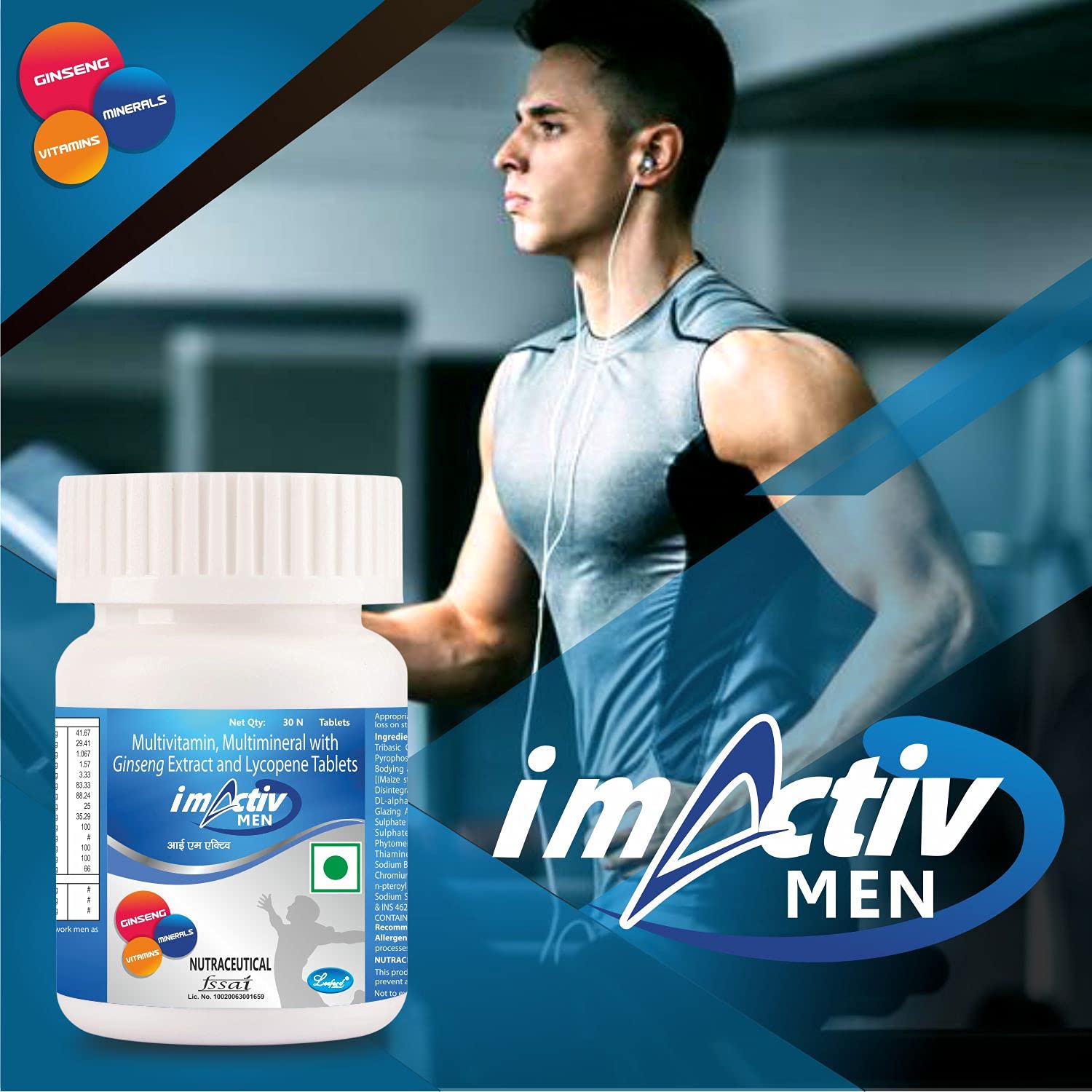 I M Activ Multi Vitamin Multi Mineral For Men With Ginseng Extract For Healthy Benefits | 30 Tablets , 50gm 0.1lbs