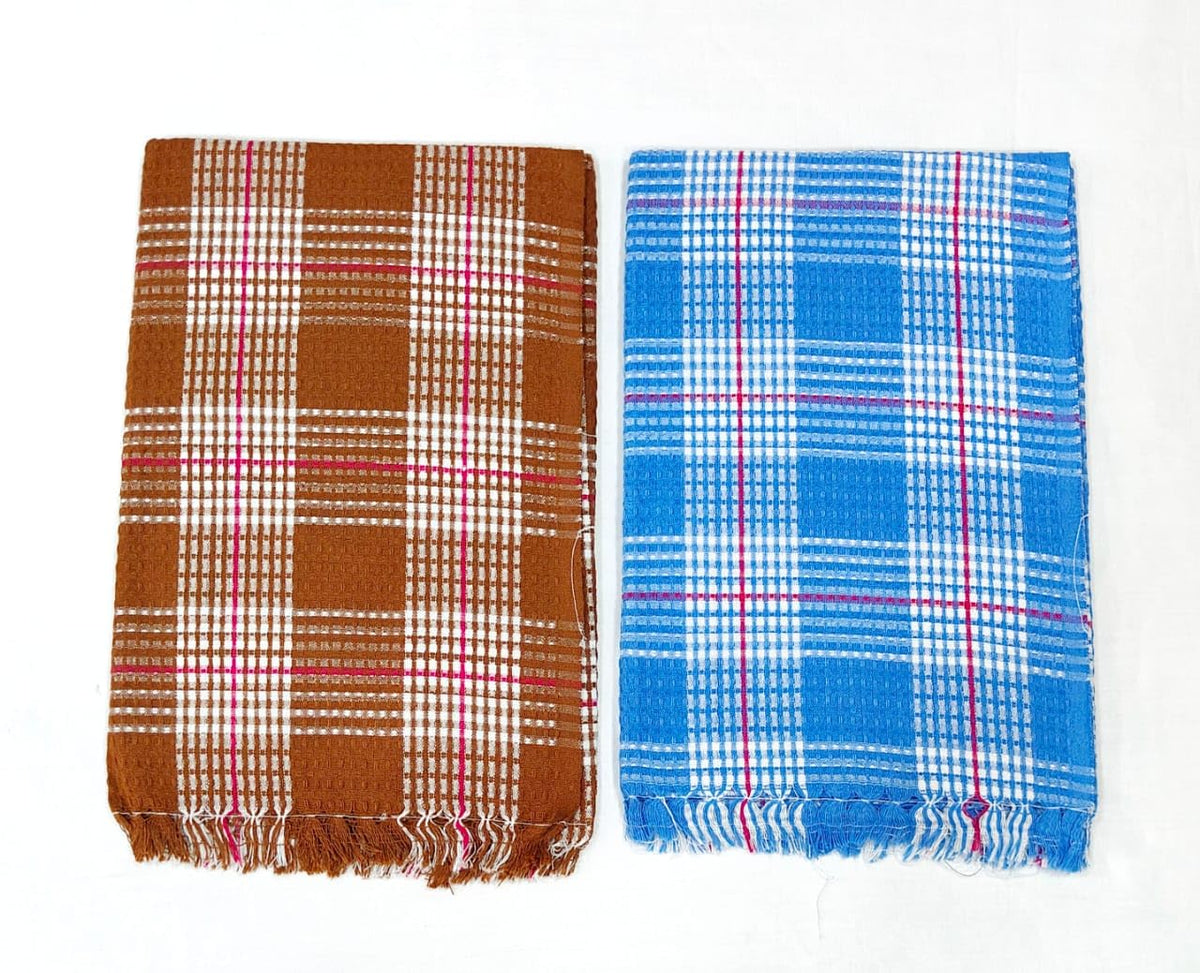Bombay Dyeing Rimzim 100% Cotton Printed Soft & Slick Quick Drying Bath Towels 500 Gsm (Brown & Blue) - 2 Pcs