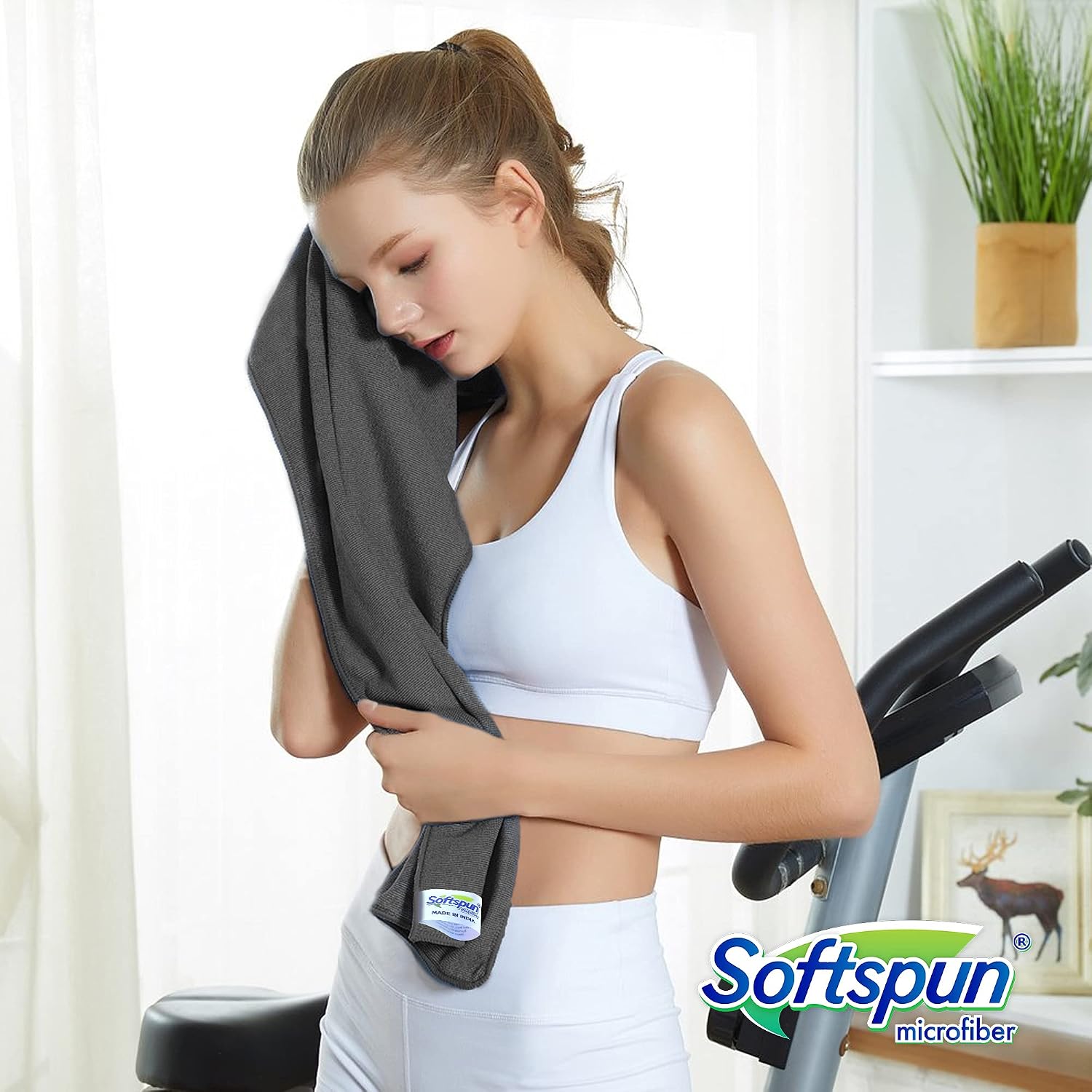 Softspun Microfiber Cloth Towel 350 Gsm | Multi-Purpose Super Soft Absorbent Cleaning Towels For Home, Kitchen, Car, Cleans - 4 Peice (Grey)