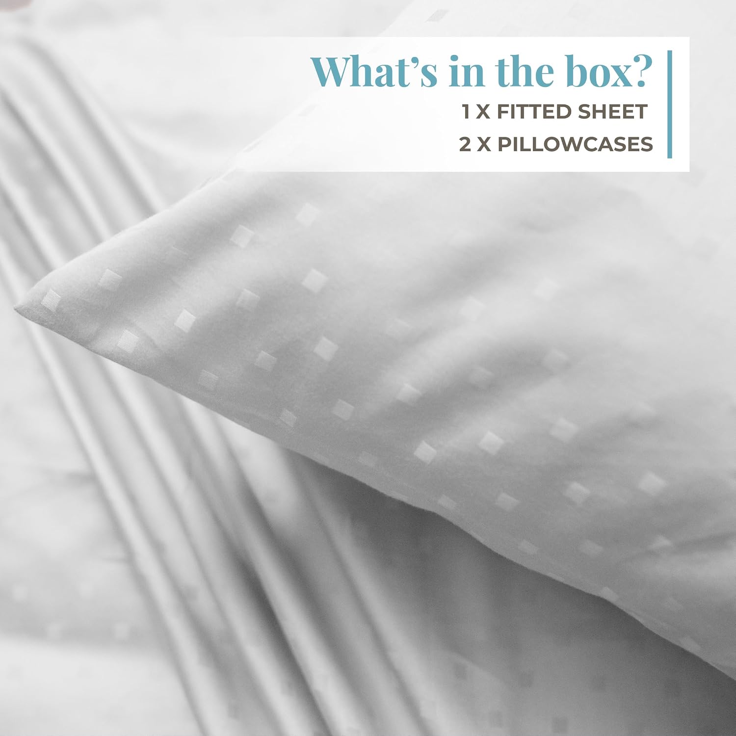 100% Cotton Sateen Weave Elastic Fitted Double Bedsheet With 2 Matching Pillow Covers - 72x78 Inches, White | Premium Cotton Bedsheets 300 TC, Fitted Bedsheet