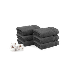 Mytrident Finesse 100% Cotton Face Towels 1200 Gsm (Charcoal) -6 Piece