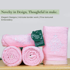 Rangoli 100% Bamboo 2 Bath & 2 Hand Towels 850 Gsm | Large Size Ultra Soft, Quick-Absorbent & Eco-Friendly Towels - Peach