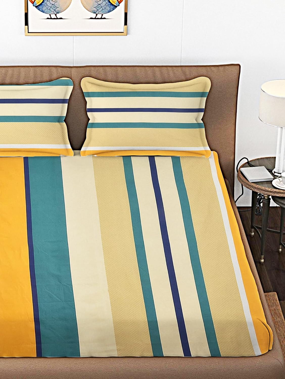Cotton Bedsheet For King Size With 2 Pillow Cover (90 X 90 Inches) Multicolor | Long-Lasting & Luxuriously Soft | 210 Thread Count Bedsheet