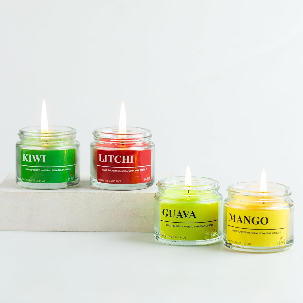 MANGO, LITCHI, GUAVA, KIWI FRUITY FRAGRANCE SOY WAX JAR CANDLE | VOTIVE CANDLE