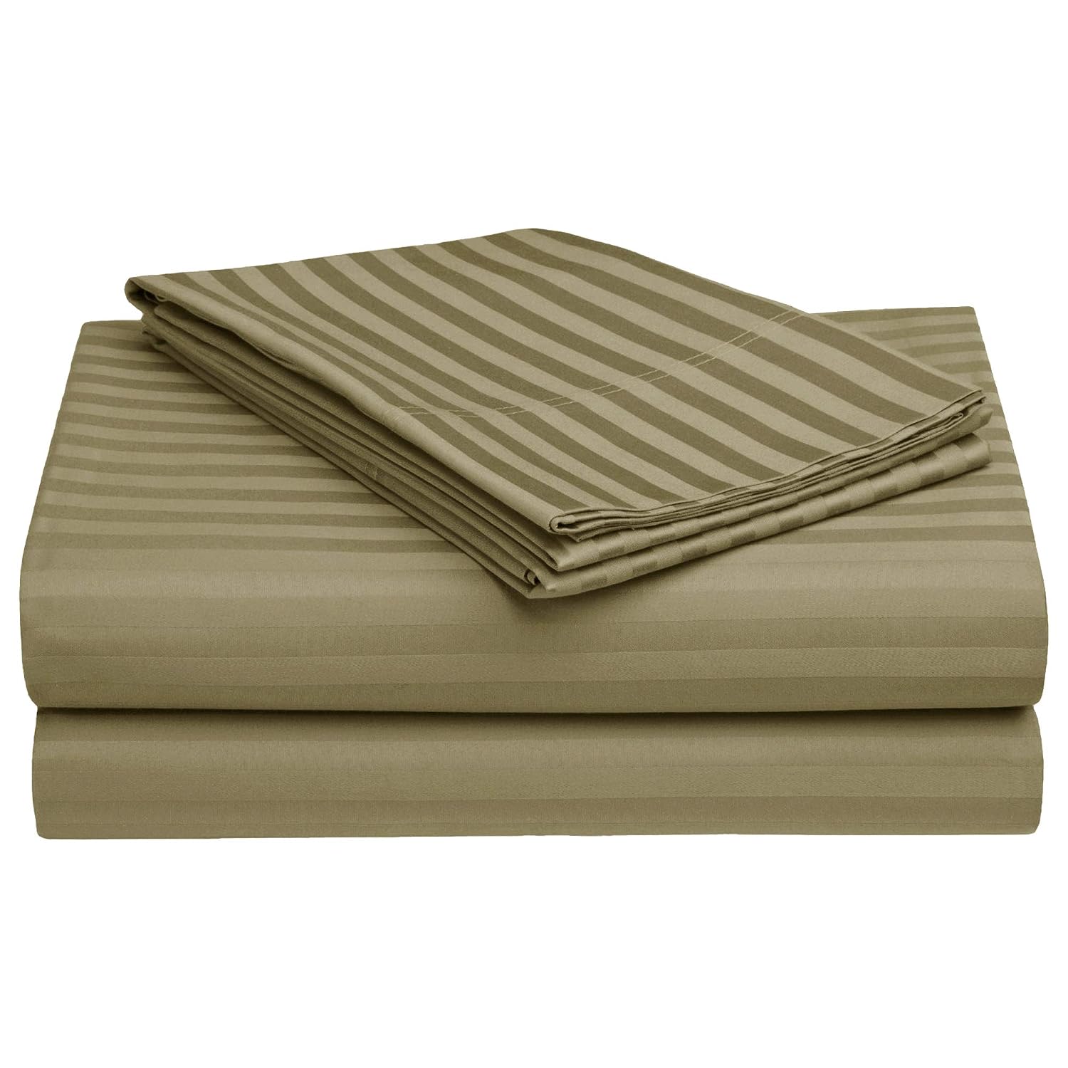 Satin Stripes King Size Cotton Bedsheet With 2 Pillow Covers - 108 X 108 Inches, Brown | Perfect For Home Decor, Guest House | Ideal For All Seasons