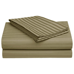 Satin Stripes King Size Cotton Bedsheet With 2 Pillow Covers - 108 X 108 Inches, Brown | Perfect For Home Decor, Guest House | Ideal For All Seasons