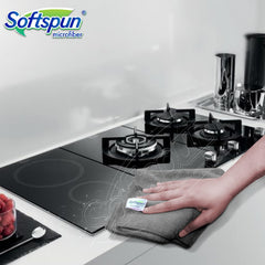 Softspun Microfiber Cloth 340 Gsm | Super Soft Absorbent Cleaning Towels Cleans & Polishes Everything In Your Home - Pack Of 4 (Grey)