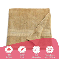 Livspace Bath Towel 475 Gsm | Bath Towels Large Size 100% Cotton, Solid Dyed, Super Soft, Absorbent (Paleto Collection - Beige)