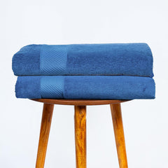 Himeya Bamboo Bath Towel 1000 Gsm | Ultra Absorbent 3x Softer Than Cotton Towels (Nautical Blue) - Pack Of 2