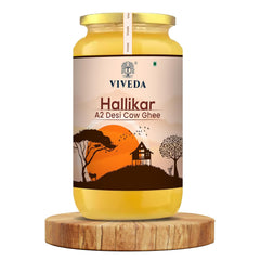 Pure Hallikar A2 Desi Cow Ghee By Viveda | Hand-Churned, Traditional Bilona Method Pure Desi Cow Ghee Good For Muscles | (500ml) 16.9 Ounce | Jar Pack