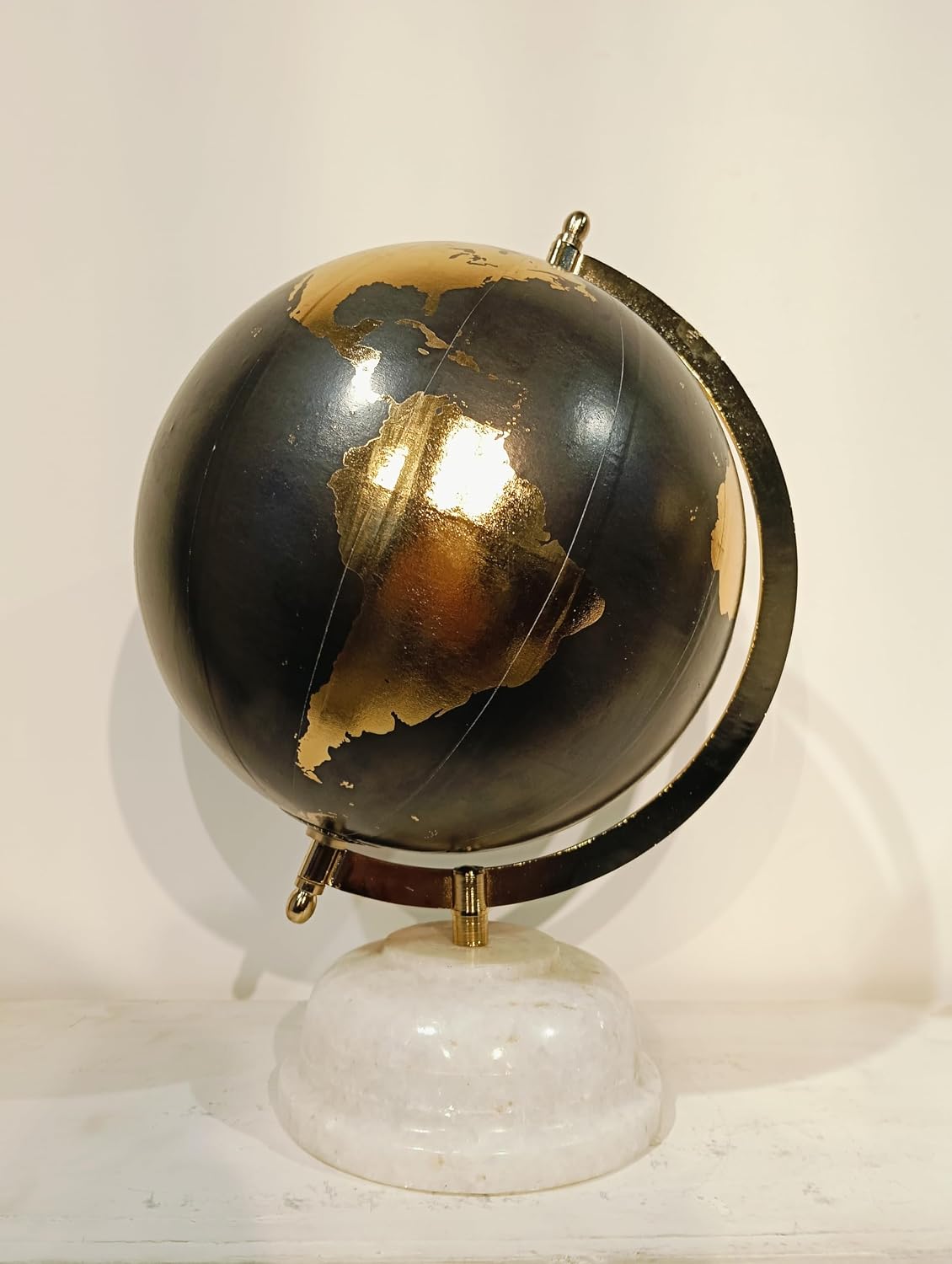 Rotating World Globe 8 Inch With Metal Arc & Marble Stand For Show Piece For Home Decor, Office Decor, Study Table, Birthday, Party Gifts & Students Learning, Pack Of 1
