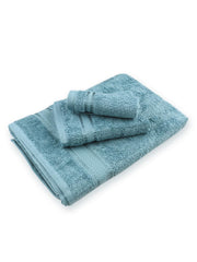 Ramraj Cotton Bamboo Terry Bath, Hand & Face Towel 850 Gsm | Quick Dry & Anti Microbial Combo Towel (Blue) - Set Of 3