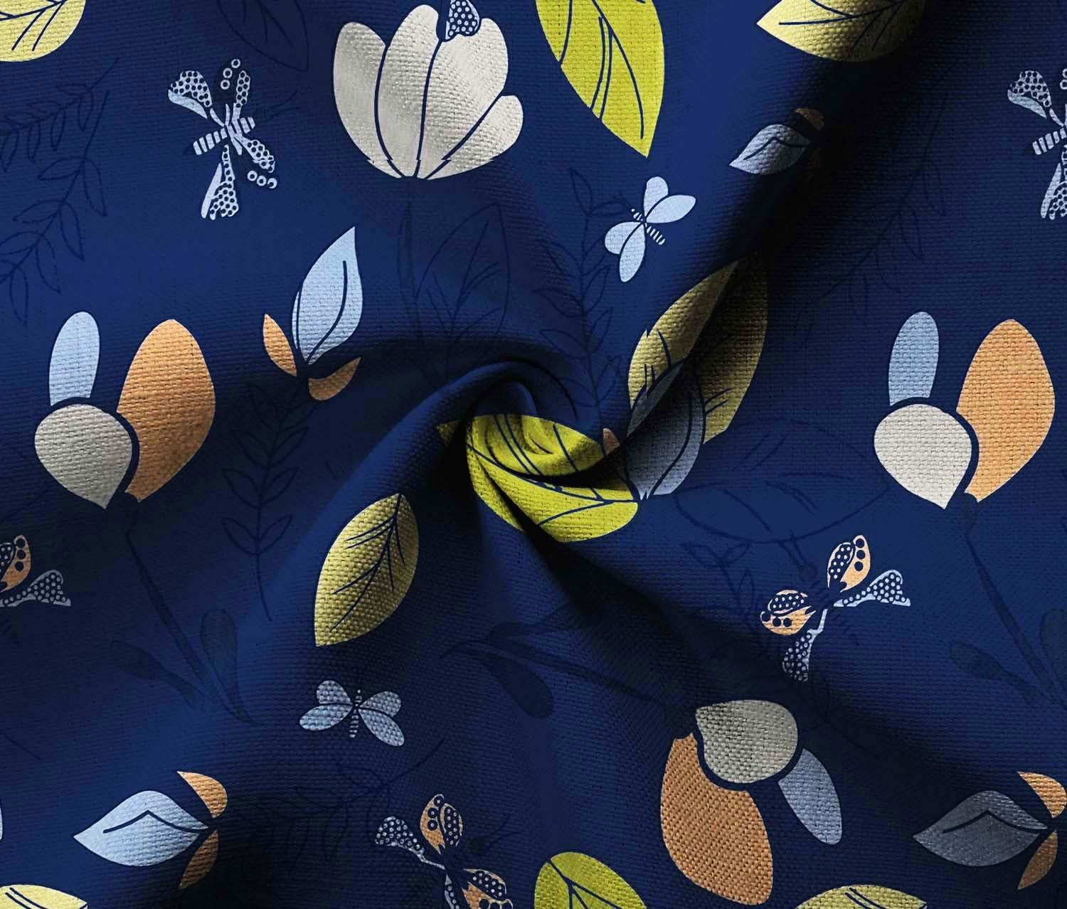Glace Cotton Flat Double Bedsheets With 2 Pillow Covers | 90 X 90 Inches, Blue & Yellow | Double Bed Breathable | Wrinkle Free & Summer